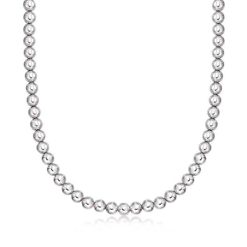 Sterling silver bead necklace with round 8mm beads