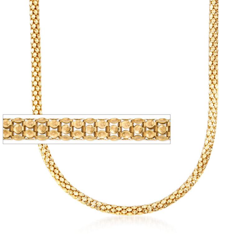 Yellow gold over sterling silver reverse popcorn chain necklace