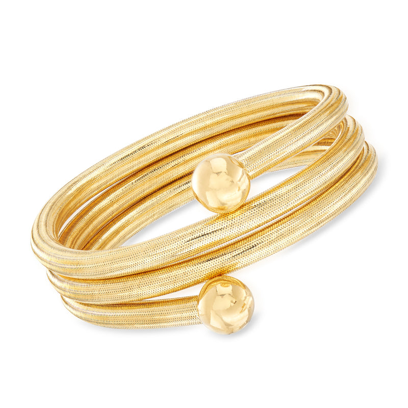 Gold-tone flexible mesh bracelet set with round charm closures