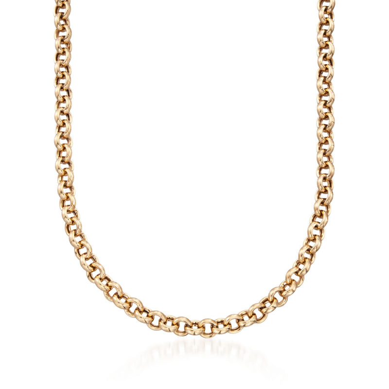 14kt yellow gold over sterling silver rolo-link necklace with round chain links