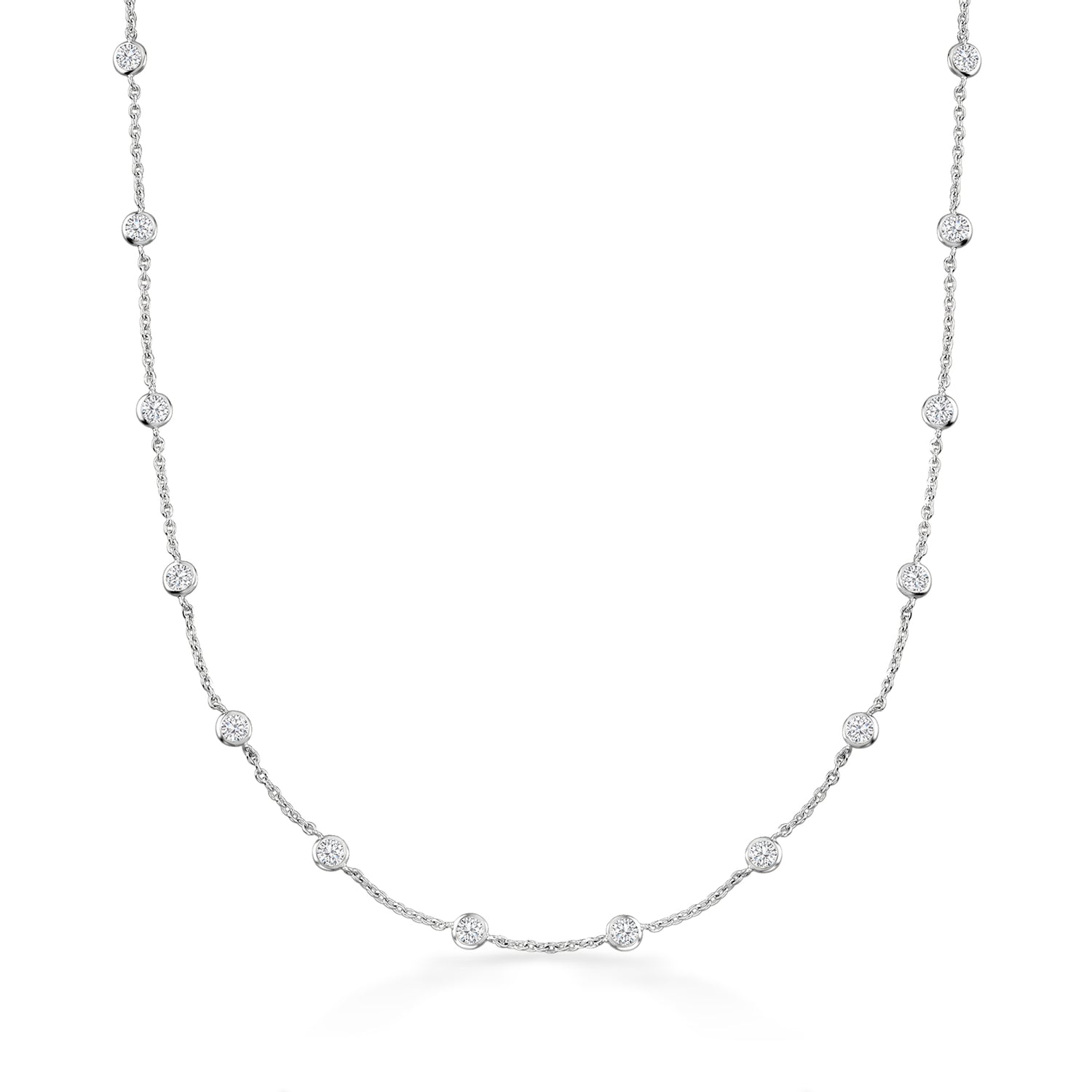 4.50 ct. t.w. Bezel-Set CZ Station Necklace in Sterling Silver