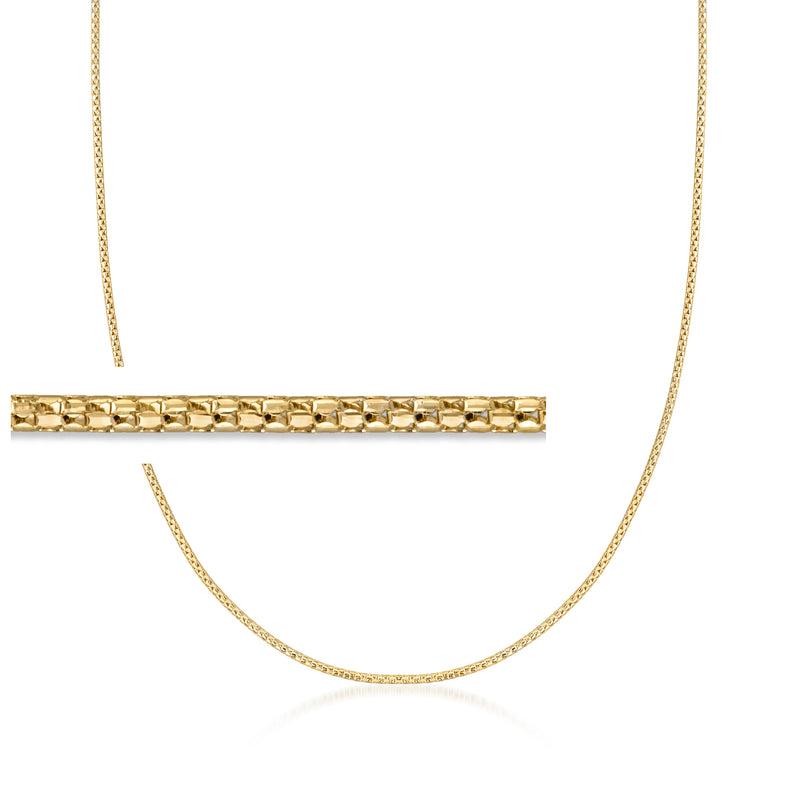 14kt yellow gold popcorn-chain necklace with diamond-cut links