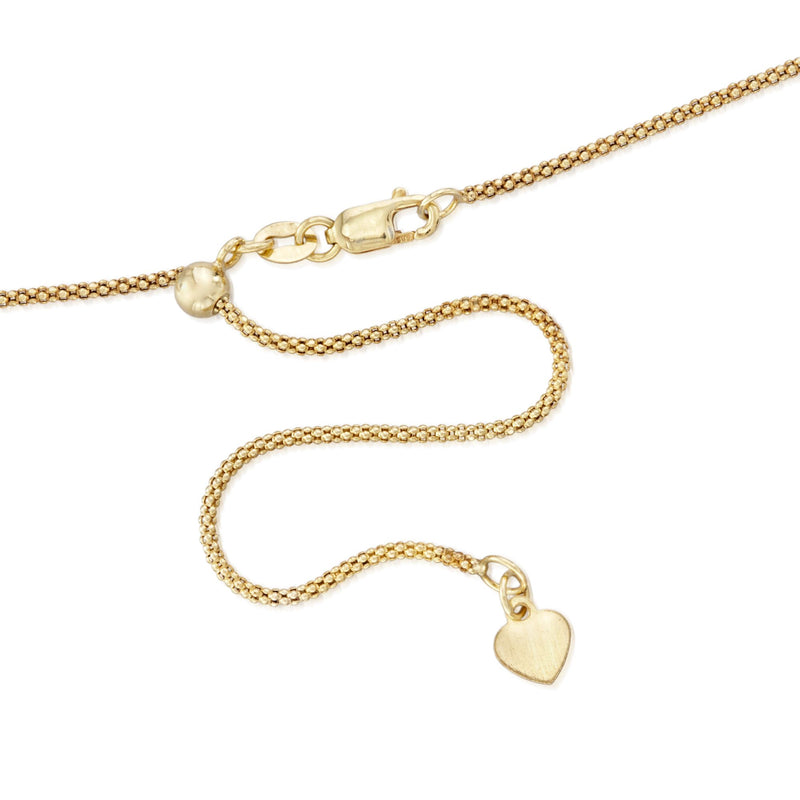 14kt yellow gold popcorn-chain necklace with spring-ring clasp and small heart charm