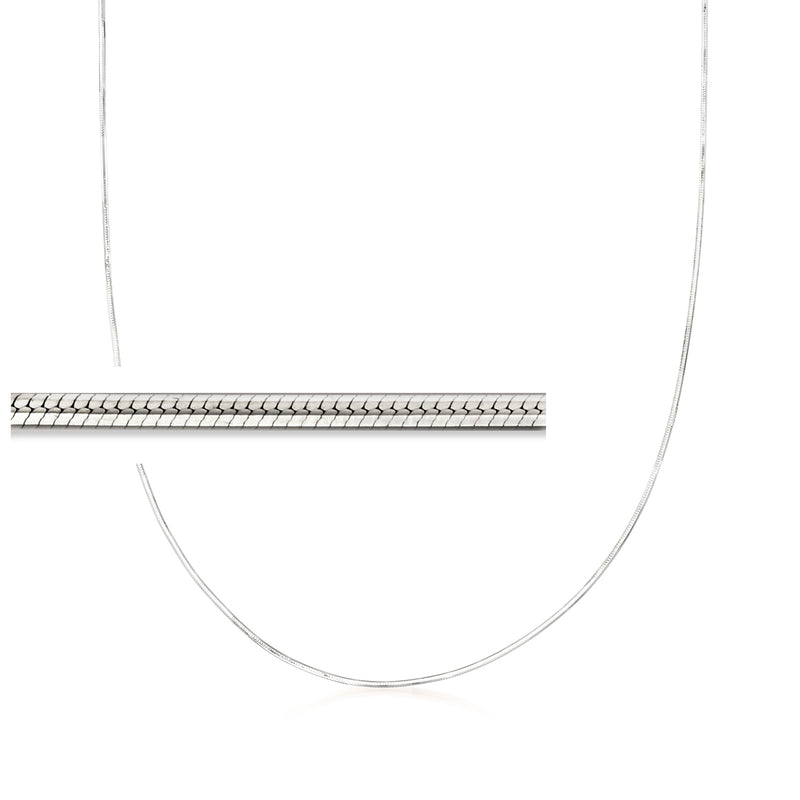 Thin white gold snake-chain necklace, smooth curved links