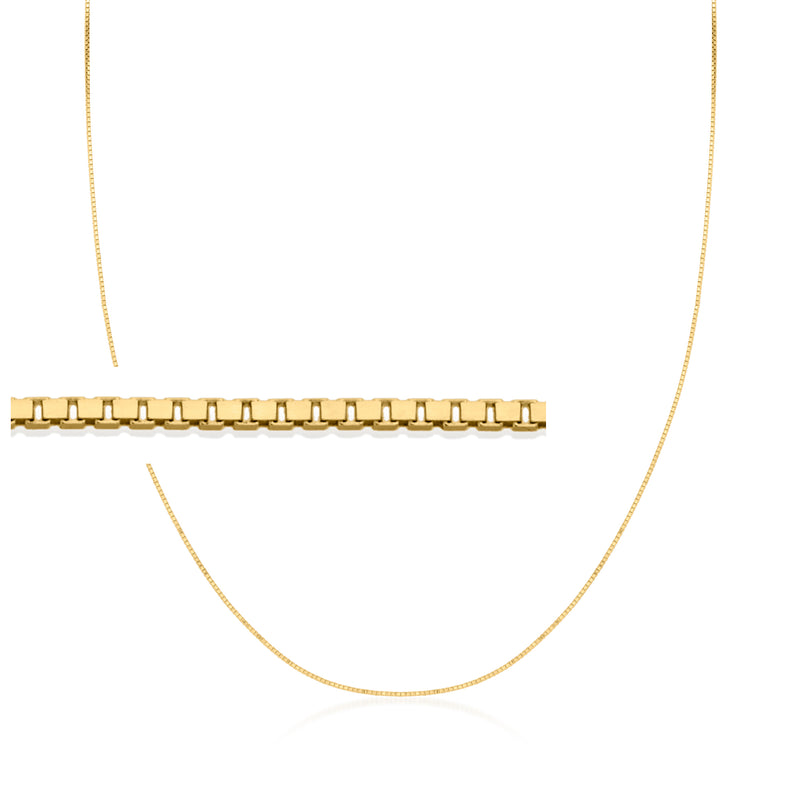 Adjustable yellow gold box-chain necklace with fine linked chain