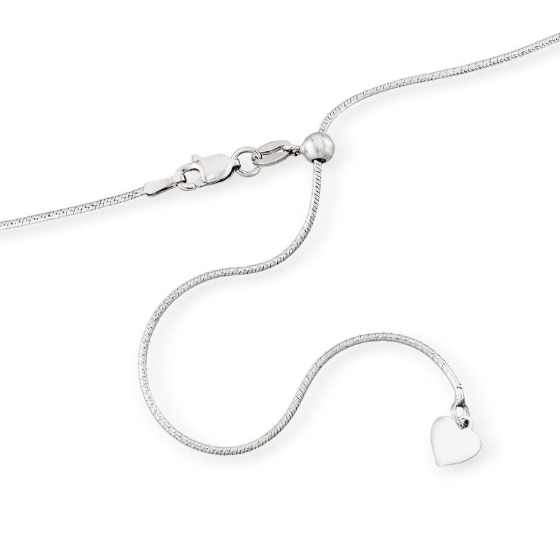 Sterling silver adjustable snake-chain necklace with bead slider and small charm