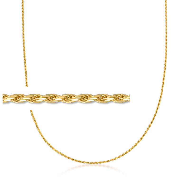 Gold over sterling rope-chain necklace with circular link chain and adjustable length