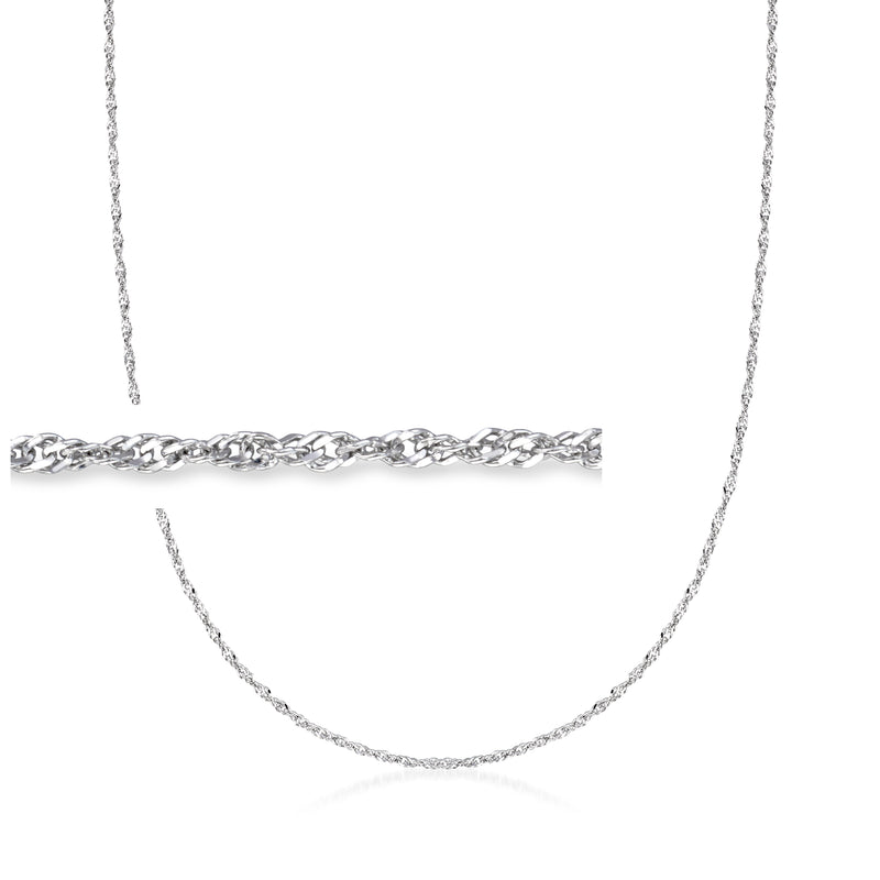 Sterling silver adjustable Singapore-chain necklace with round clasp