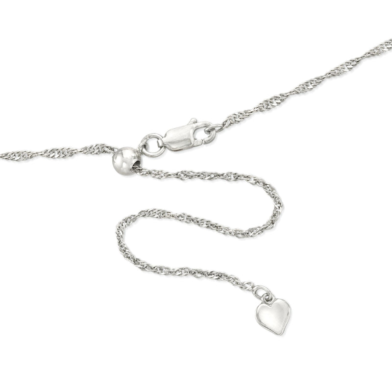 Sterling silver adjustable chain necklace with round clasp and heart-shaped charm