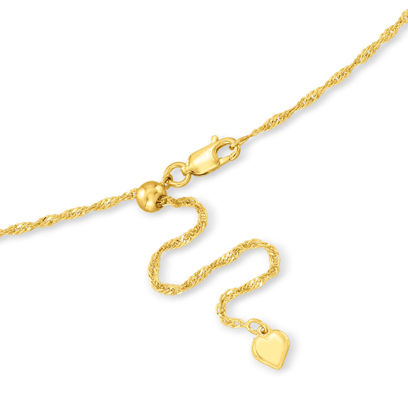 Gold over sterling Singapore-chain necklace with clasp and heart charm