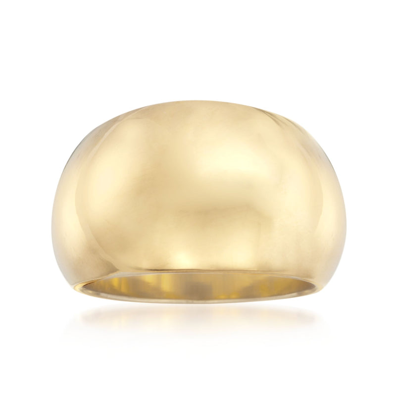 Yellow gold over resin dome ring with smooth rounded top
