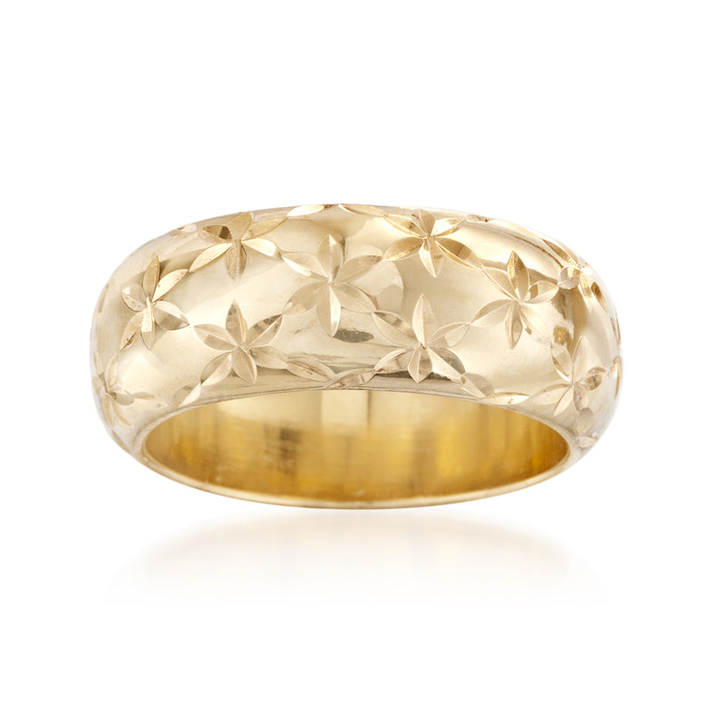 Andiamo 14kt yellow gold dome ring with diamond-cut and polished detailing