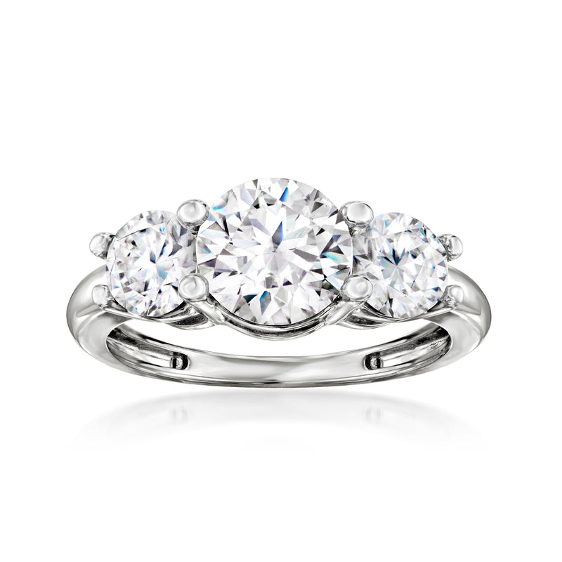 Three-stone CZ ring in 14kt white gold with three round stones