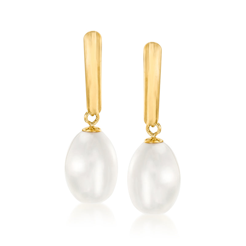 14kt yellow gold cultured pearl drop earrings with teardrop pearls