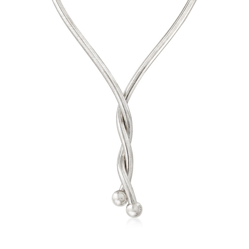 Flexible sterling silver necklace/bracelet with twisted loops and bead ends