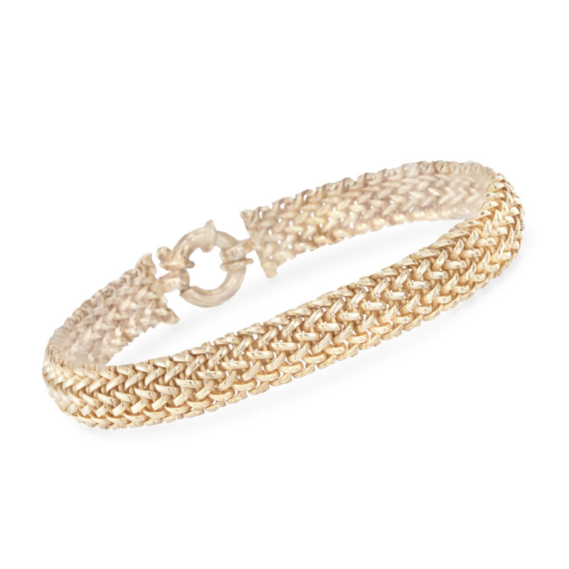 Braided gold over sterling silver bracelet with round toggle clasp