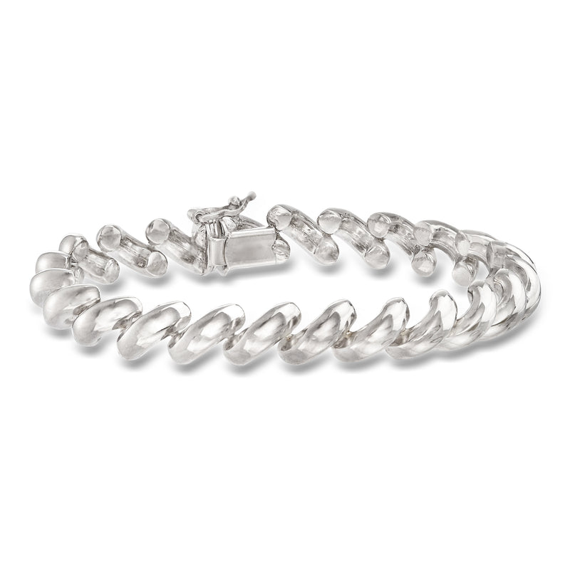 Italian sterling silver chain bracelet with San Marco links and lobster clasp