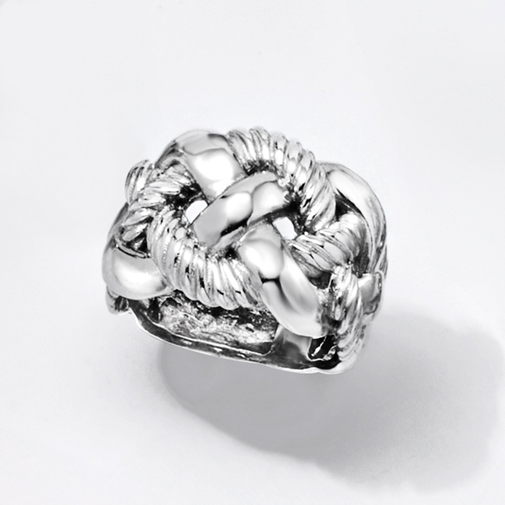 Italian Sterling Silver Wide Braided Ring