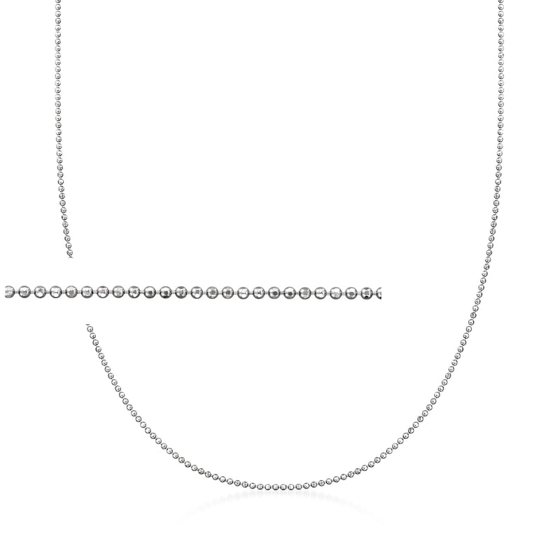 Sterling silver bead-chain adjustable necklace with round 1mm links