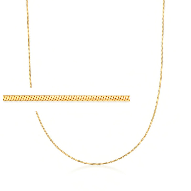 Gold-tone snake-chain necklace with flat bar segment, adjustable length