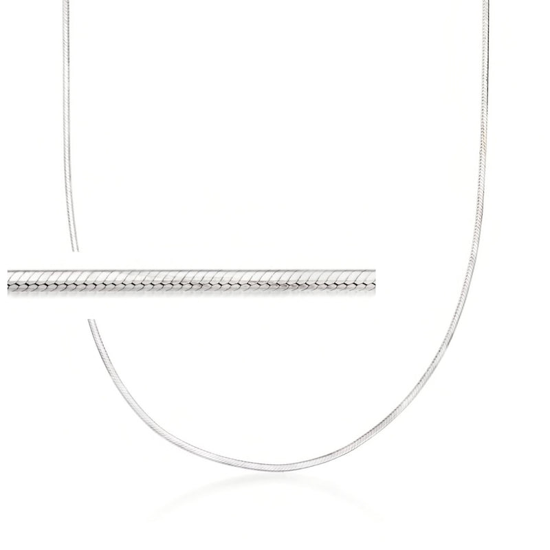 Sterling silver square snake-chain necklace, adjustable length, no pendant