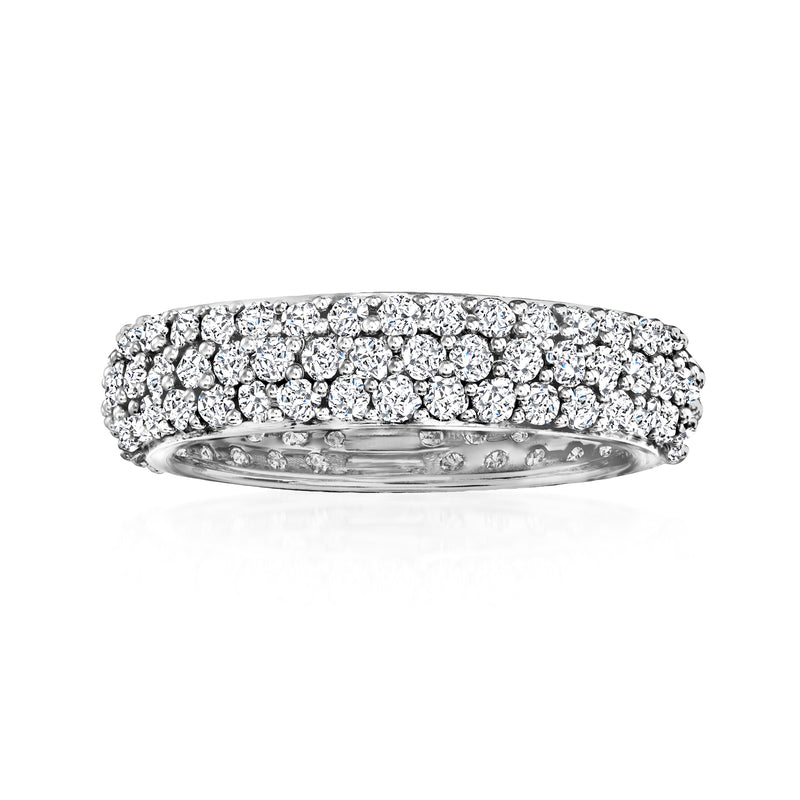 14kt white gold diamond pave eternity band, all around sparkling round stones