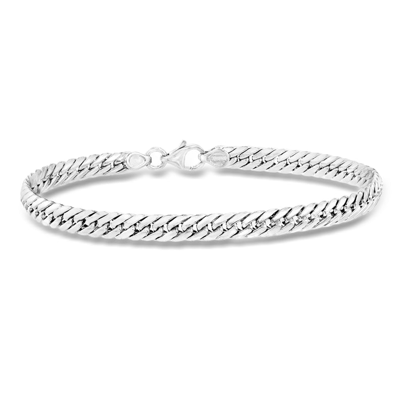 14kt white gold Cuban-link bracelet with oval lobster clasp