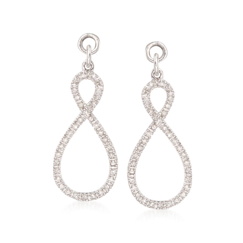 Pair of sterling silver diamond abstract infinity earring jackets