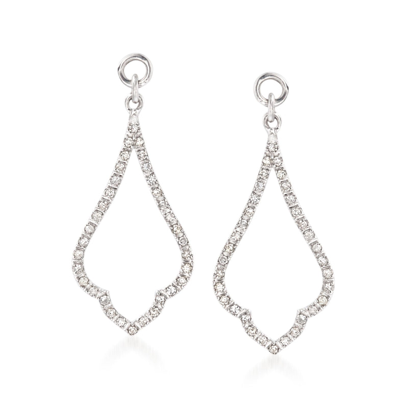 Diamond open drop earring jackets in sterling silver