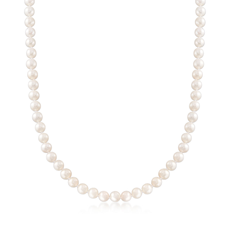 Cultured pearl necklace with 6–7mm round pearls, single strand