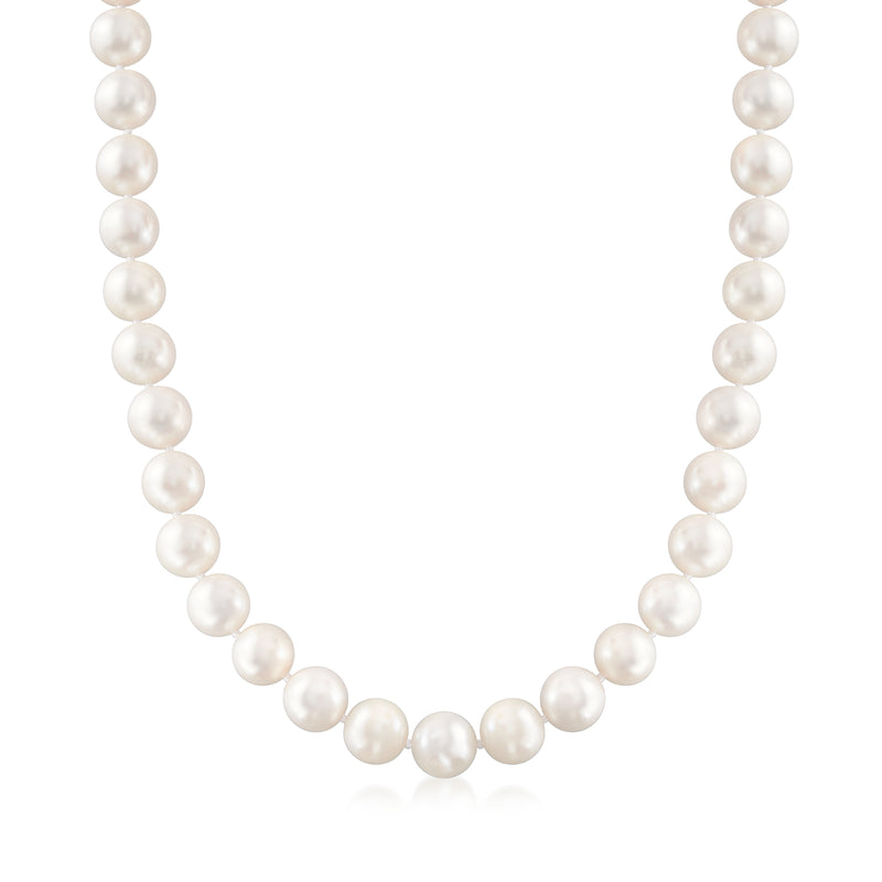 Cultured pearl necklace with round white pearls, single strand