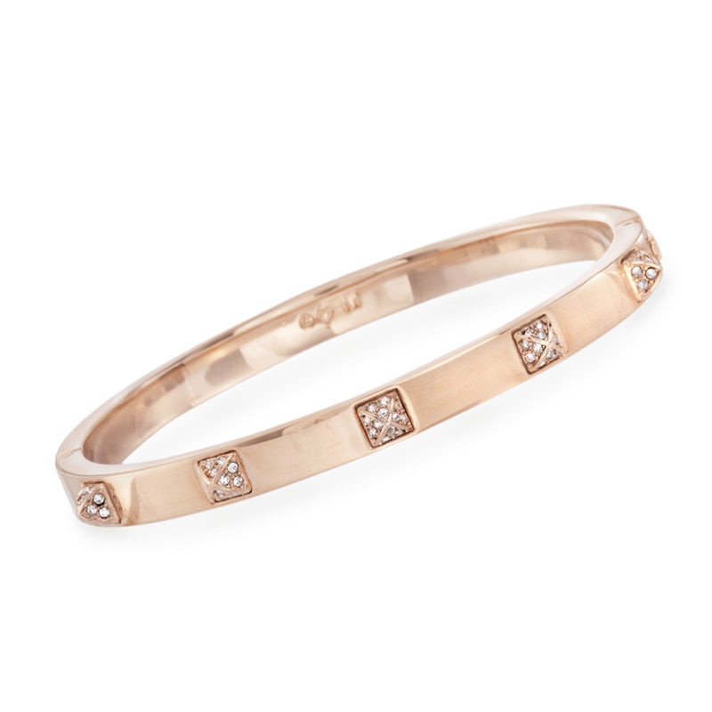 Swarovski Tactic Thin rose gold plated bangle bracelet with crystal square accents