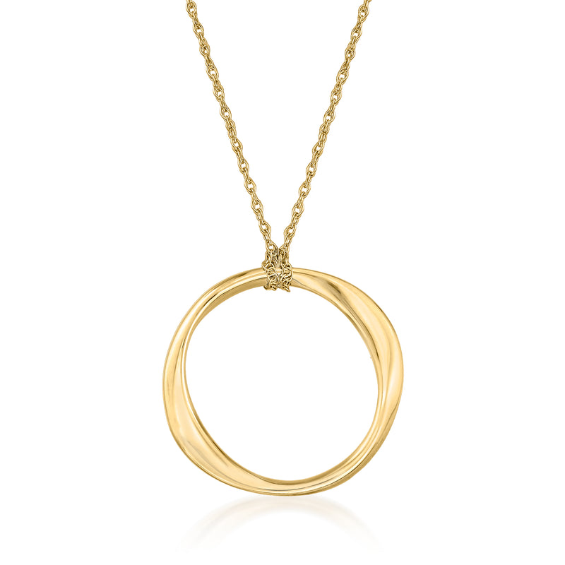14kt yellow gold free-form circle necklace with chain