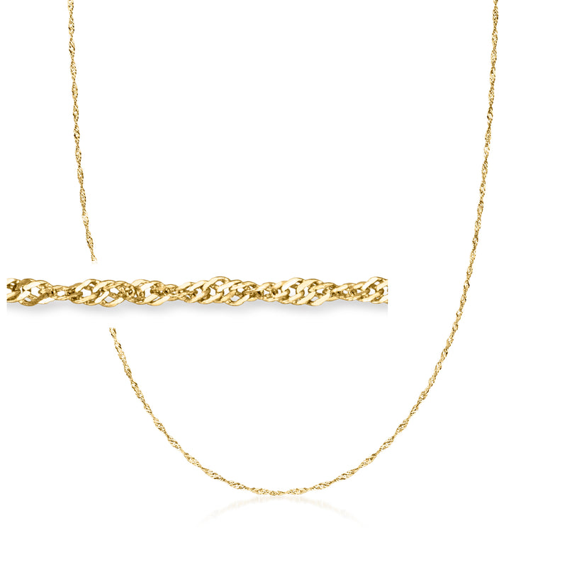 18kt yellow gold diamond-cut Singapore chain necklace with polished links