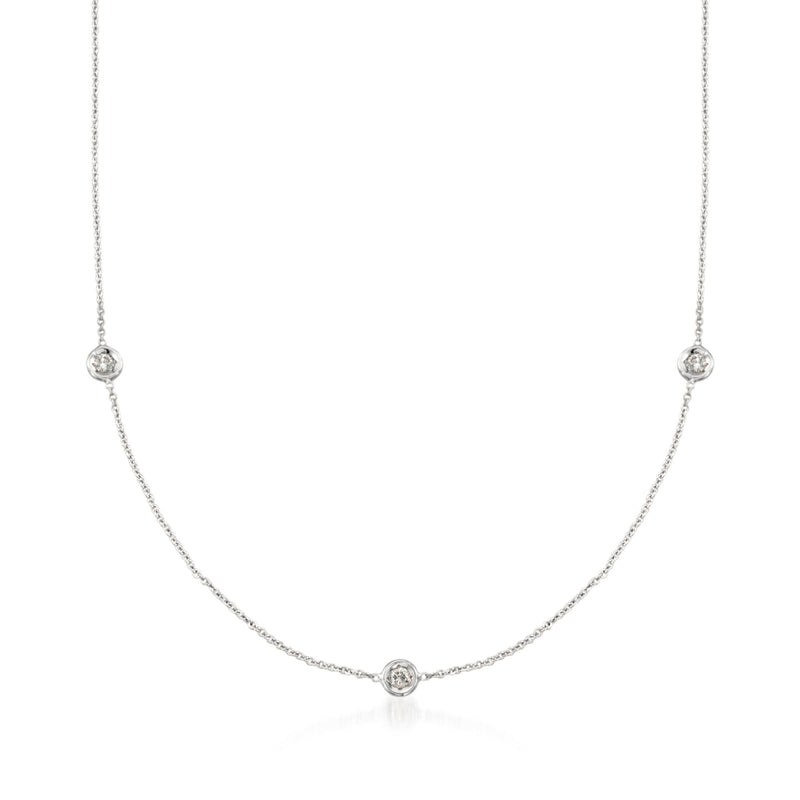 Roberto Coin 18kt white gold diamond station necklace with round diamond stations