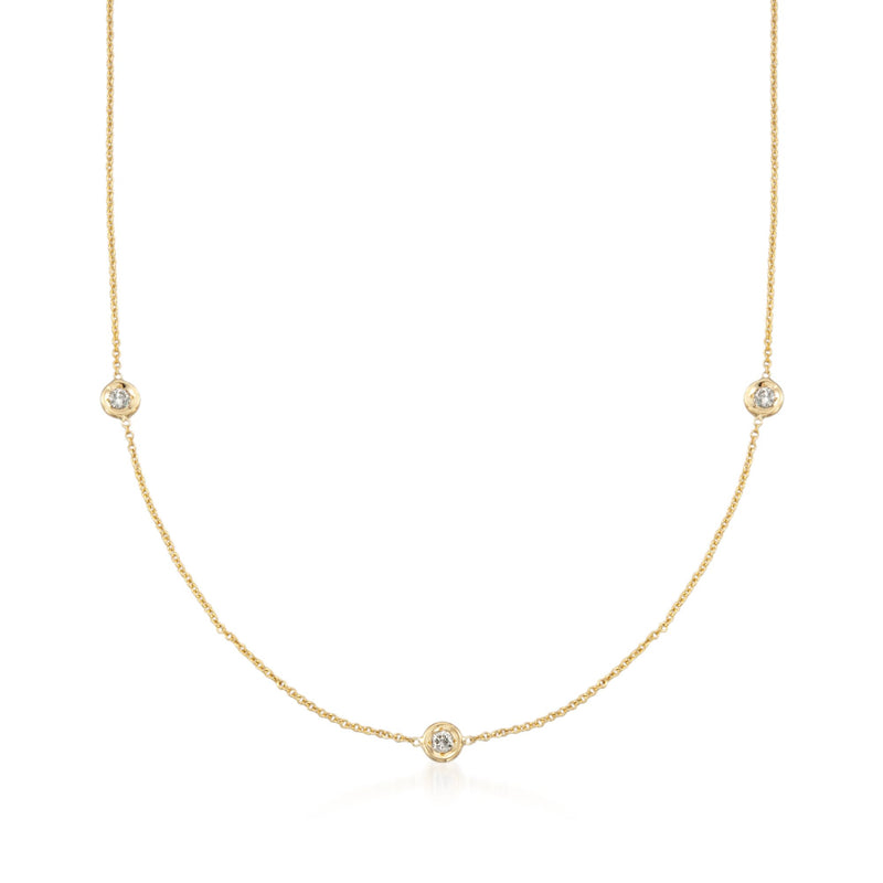 Roberto Coin diamond station necklace in 18kt yellow gold with round bezel diamonds
