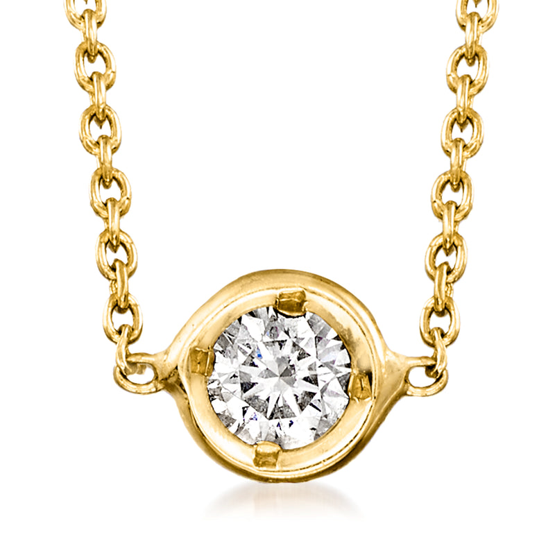 18kt yellow gold diamond necklace with round bezel pendant and link chain