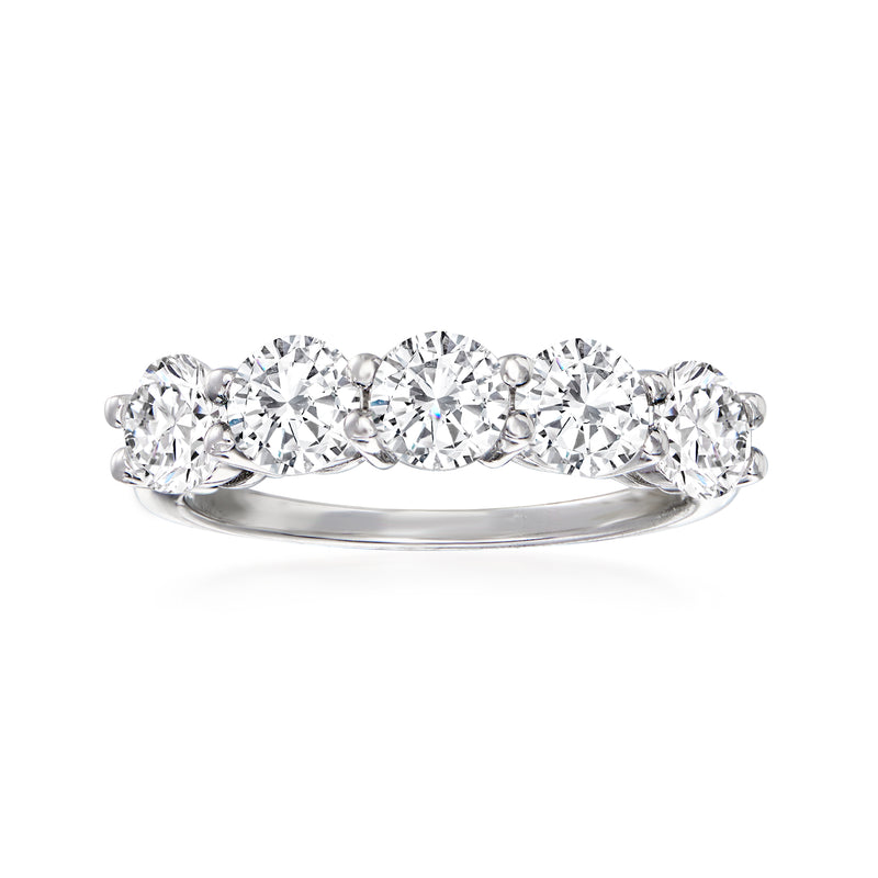 Five-stone CZ ring in 14kt white gold with round clear stones