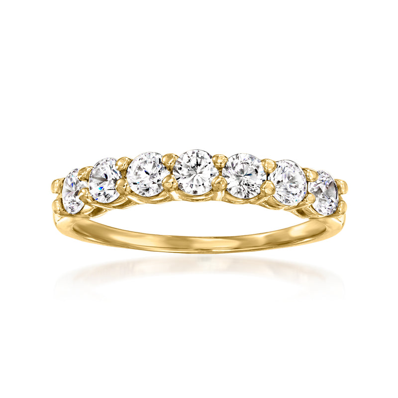 14kt yellow gold CZ eternity ring with round clear stones, 1.00 ct t.w.