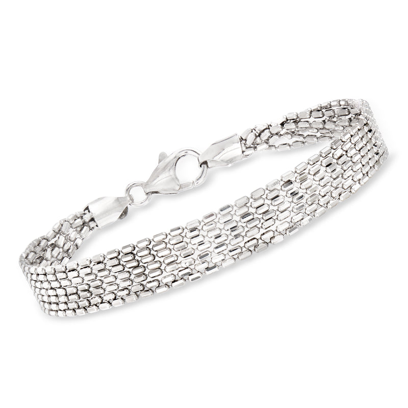 Italian sterling silver multi-strand chain bracelet with lobster clasp