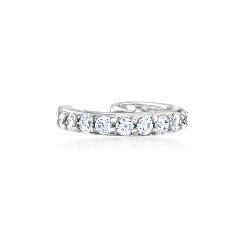 Sterling silver CZ ear cuff with row of clear round stones, clip style