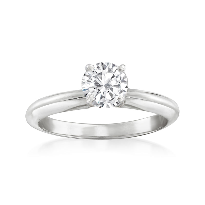 14kt white gold solitaire engagement ring with round brilliant diamond center