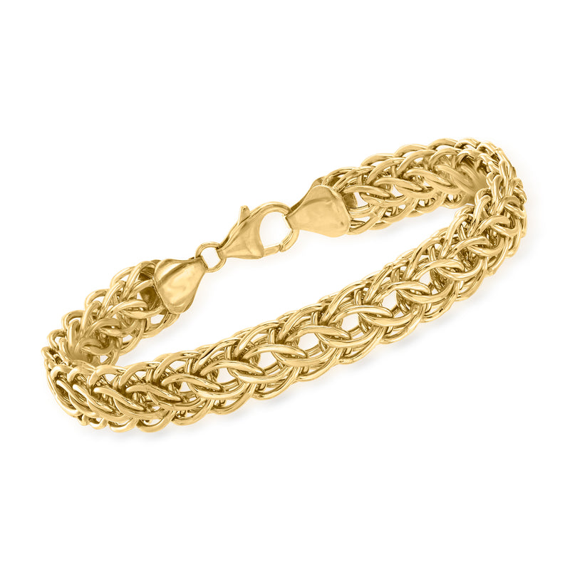 Italian 14kt yellow gold cestina link bracelet with interwoven chain links