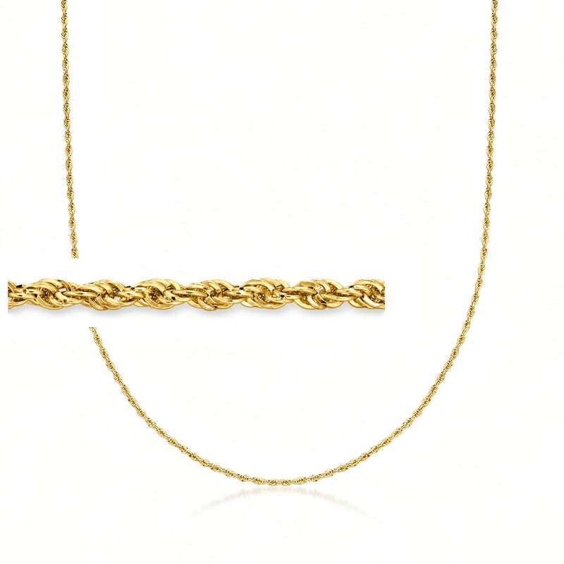 14k yellow gold twisted rope chain necklace, close-up of braided links