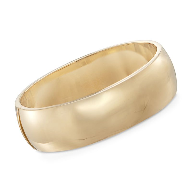 Gold-tone 18kt over sterling silver bangle bracelet, smooth oval cuff