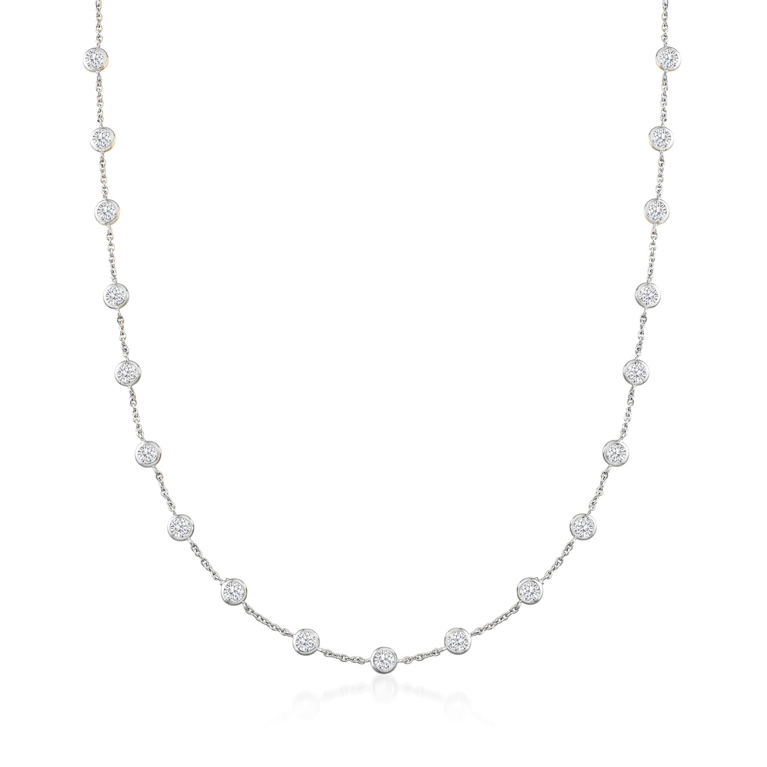 10.00 ct. t.w. Bezel-Set CZ Station Necklace in Sterling Silver