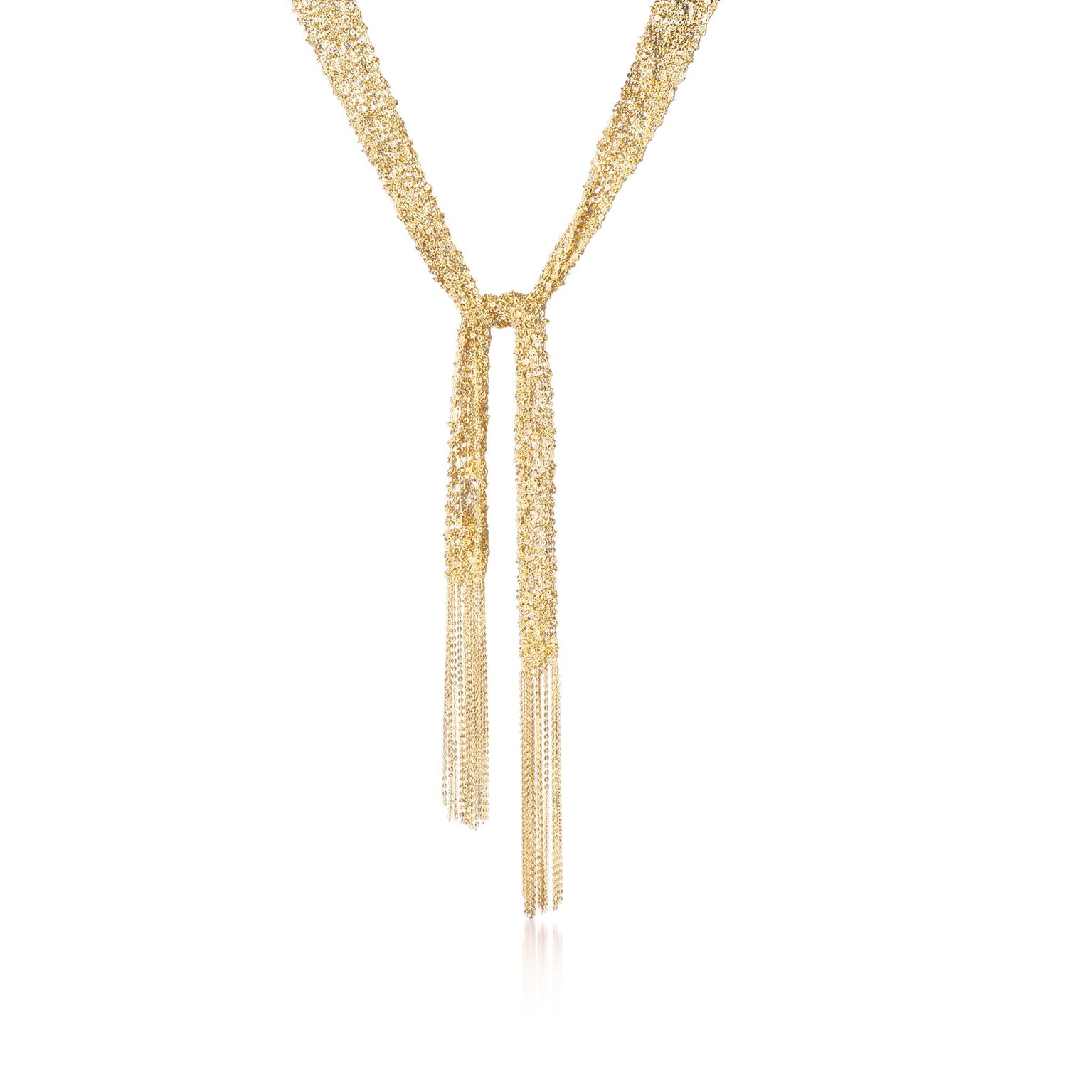 Italian 18kt Gold Over Sterling Silver Mesh Tie Necklace