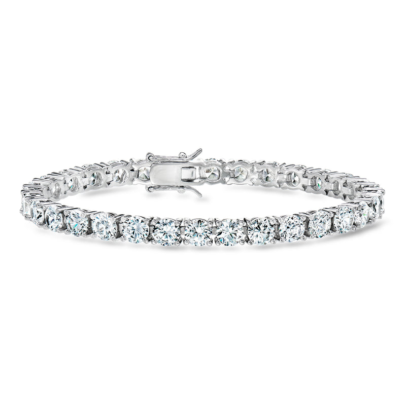 Sterling silver CZ tennis bracelet with oval-cut CZ stones in a line