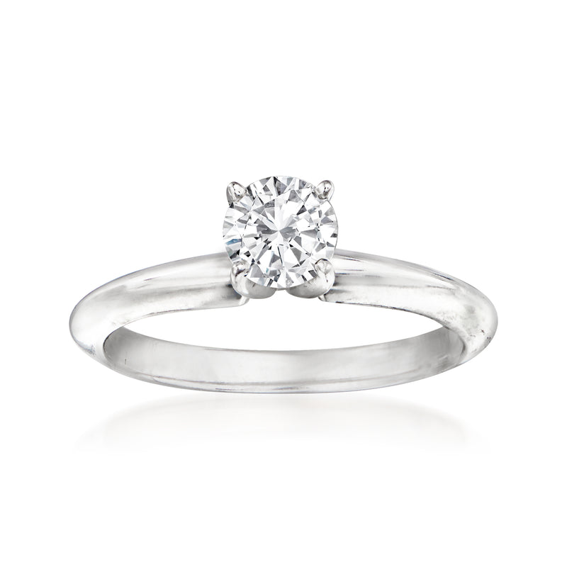 14kt white gold engagement ring with round solitaire diamond center