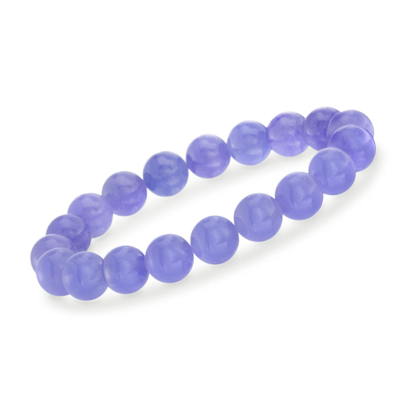 Lavender jade bead stretch bracelet with round 10mm beads